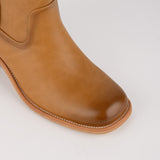 Square Toe Patent Leather Chunky Heel Boots