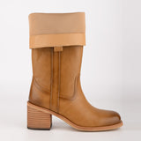 Square Toe Patent Leather Chunky Heel Boots