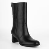 Round Toe Patent Leather Chunky Heel Boots