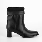Round Toe Patent Leather Chunky Heel Boots
