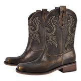 Square Toe Chunky Heel Boots