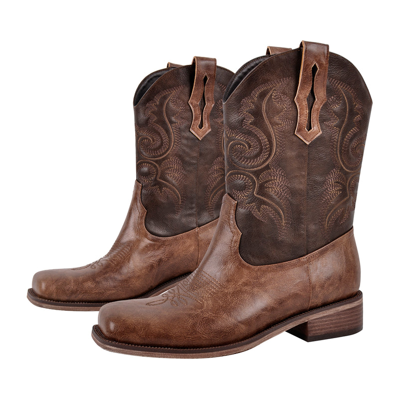 Cowboy Boots for Men Classic Western Style Embroidery Details