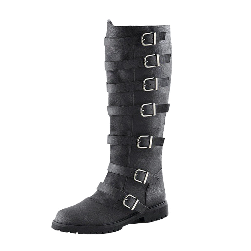 High top Round Toe Low Heel Buckle Men Boots