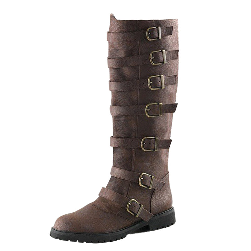 High top Round Toe Low Heel Buckle Men Boots