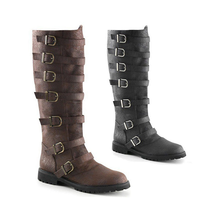 High top Round Toe Low Heel Buckle Men Boots
