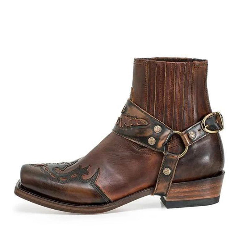 Low Heel Vintage Embroidered Ankle Boots