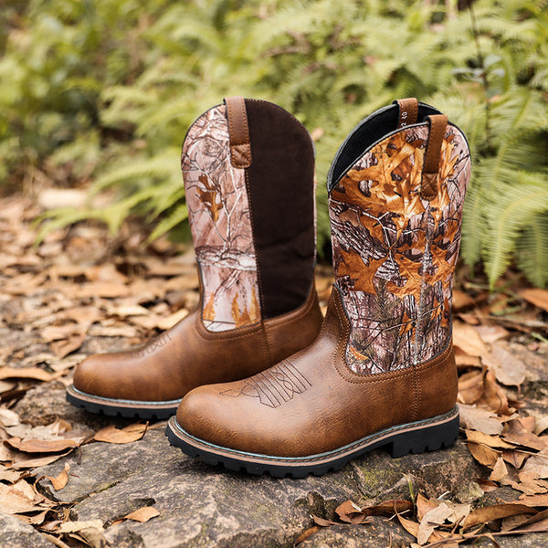 High top Round Toe Low Heel Printed Men Boots
