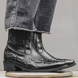 Pointed Toe Embroidery Dress Boots