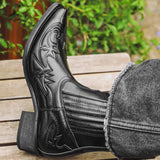 Pointed Toe Embroidery Dress Boots