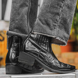 Pointed Toe Embroidery Dress Boots