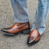 Pointed Toe Embroidery Dress Boots