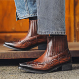 Pointed Toe Embroidery Dress Boots