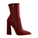 Pointed Toe High Heels Ankle Boots