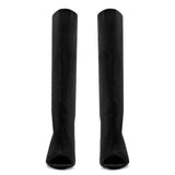 Peep Toe Suede boots Shaped Heel Knee High