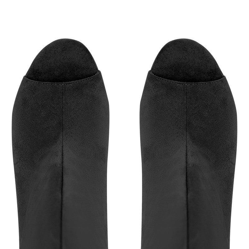 Peep Toe Suede boots Shaped Heel Knee High