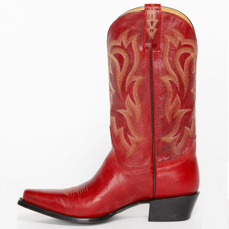 Red Cowboy Boots Embroidered Western Boots