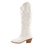 White Round Up Cowboy Boots