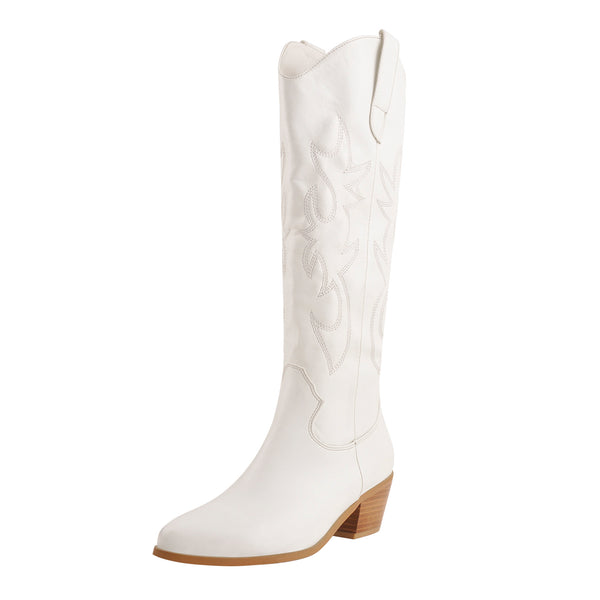 White Round Up Cowboy Boots