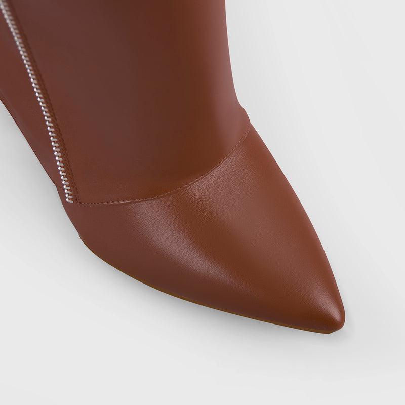 Pointed Toe Side Tassel Zipper Fold High Heel Boots