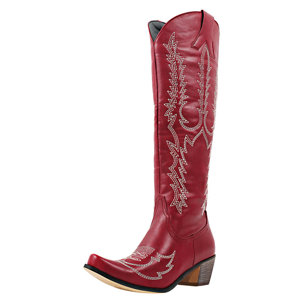 Red Cowboy Western Embroidered Boots