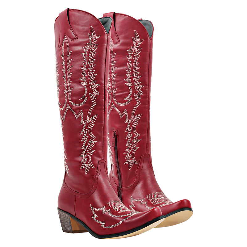 Red Cowboy Western Embroidered Boots