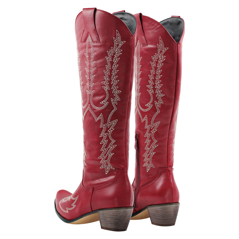 Red Cowboy Western Embroidered Boots