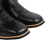 Black Square Toe Western Inspired Embroider Cowboy Men Boots