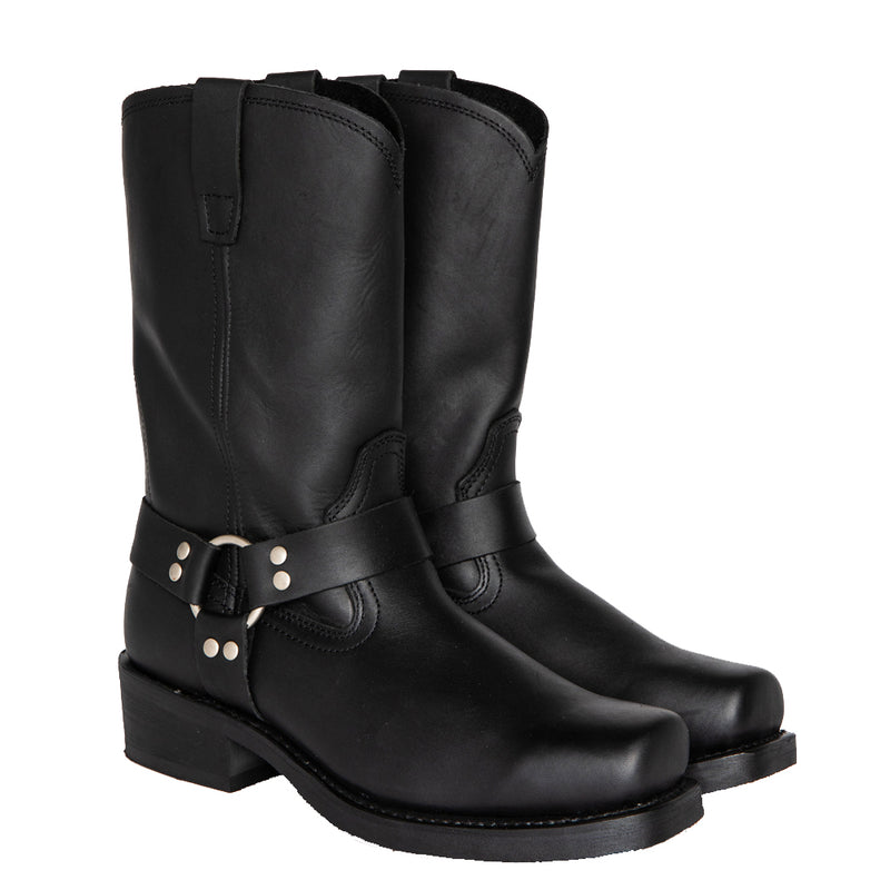 Black Square Toe Studded Knight Boots